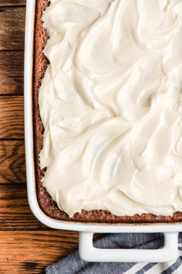 Carrot Sheet Cake with cream cheese frosting on top