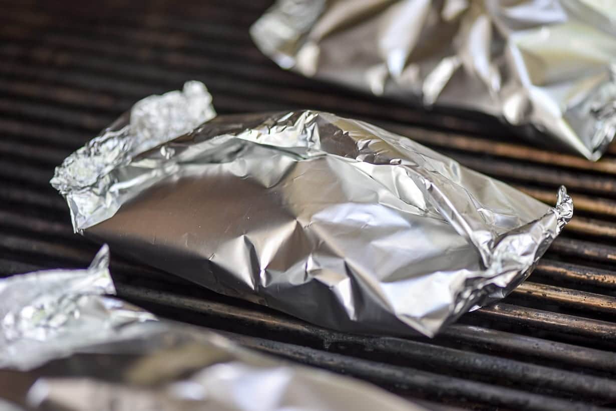 Hobo Dinner Foil Packets on the grill