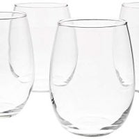 AmazonBasics Stemless Wine Glasses, 15-Ounce, Set of 4