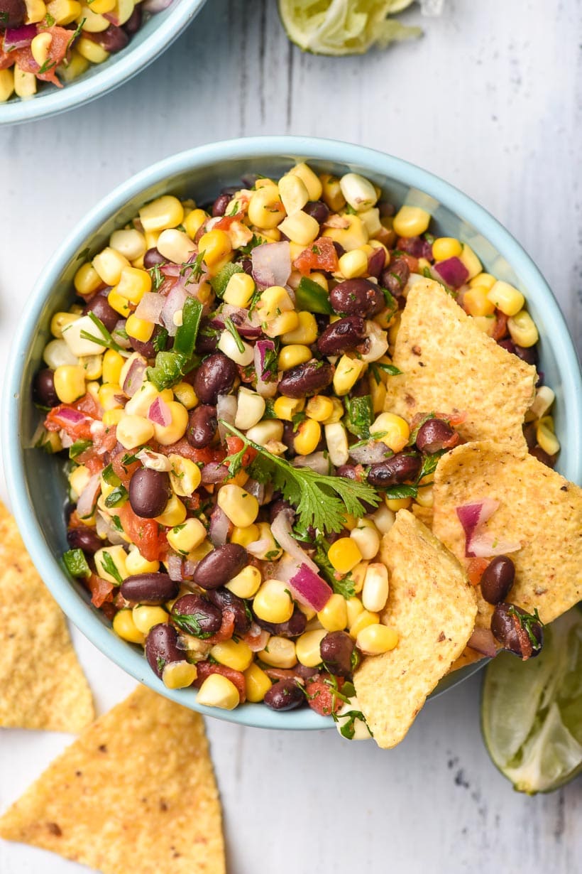Black Bean and Corn Salsa with tortilla chips