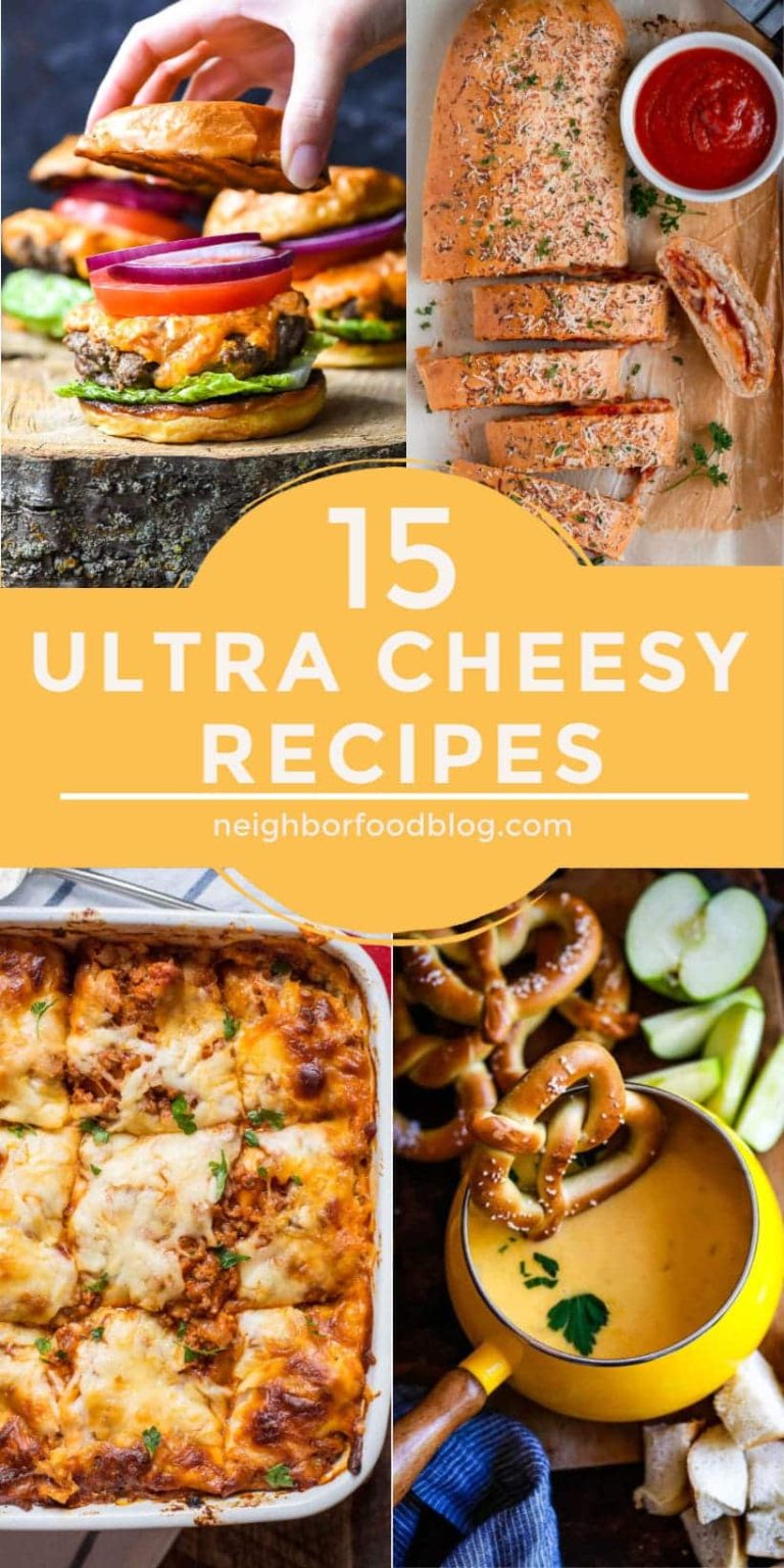 collage of four cheesy recipes