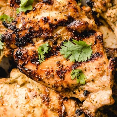 Piece of grilled cilantro lime chicken.