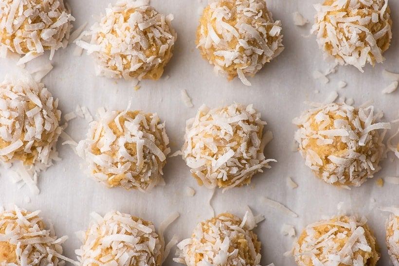 unbaked frozen coconut cookie dough balls