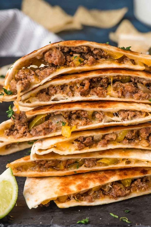 Cheesy Ground Beef Quesadillas NeighborFood