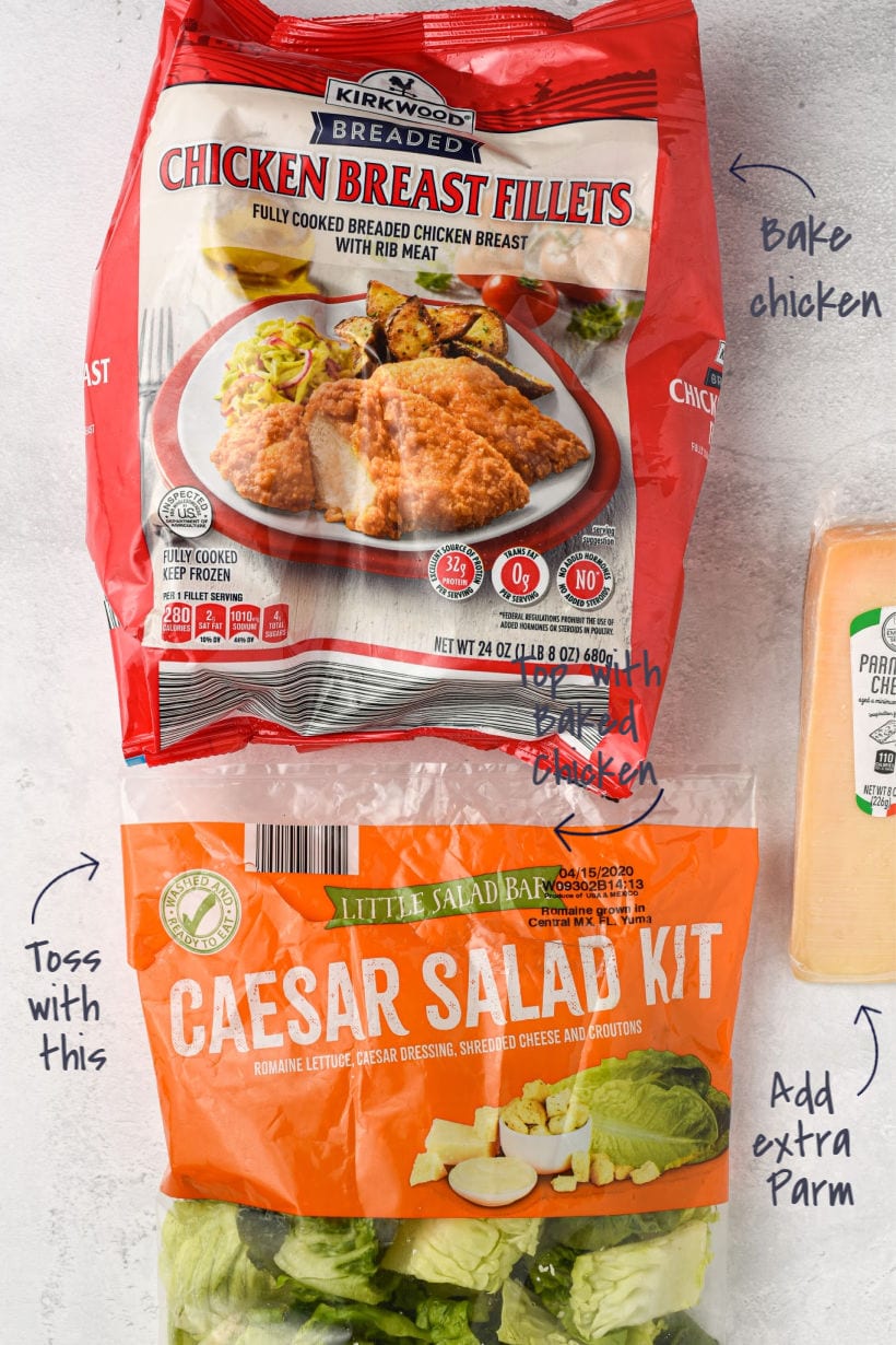 Crispy Chicken Caesar Salad ingredients