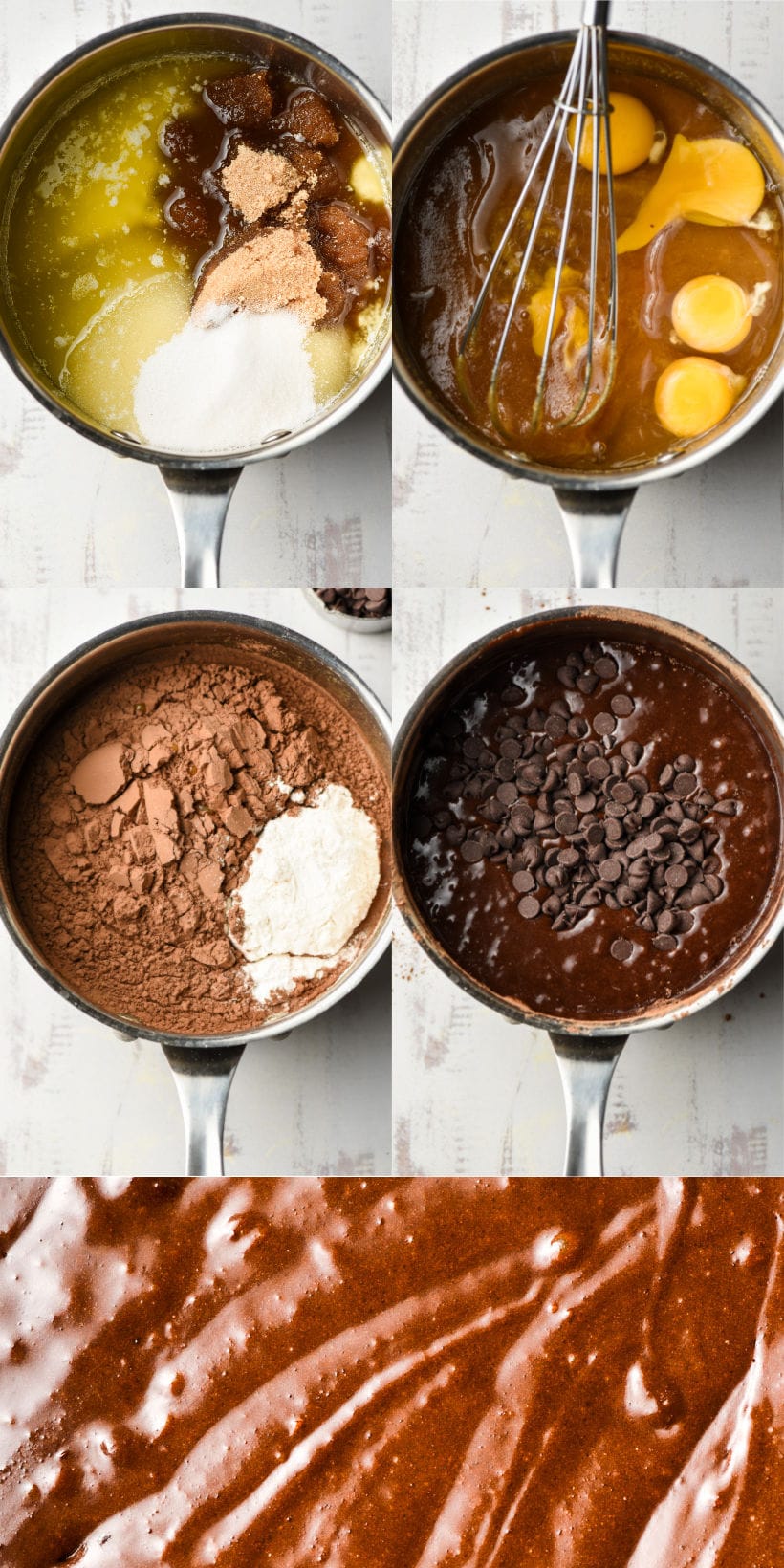 step by step photos of stovetop brownies being made