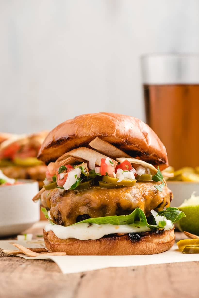 taco burger on a wood board