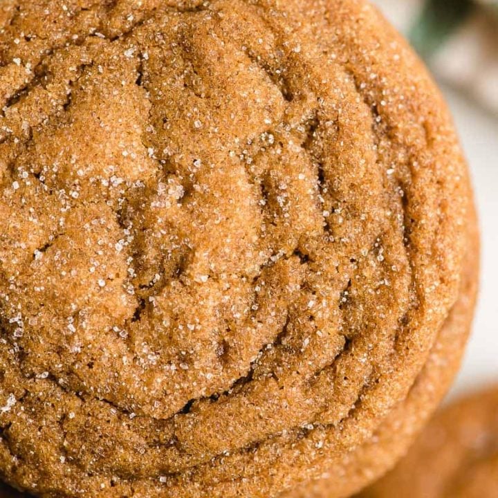 close up of a Molasses Crinkle Cookie