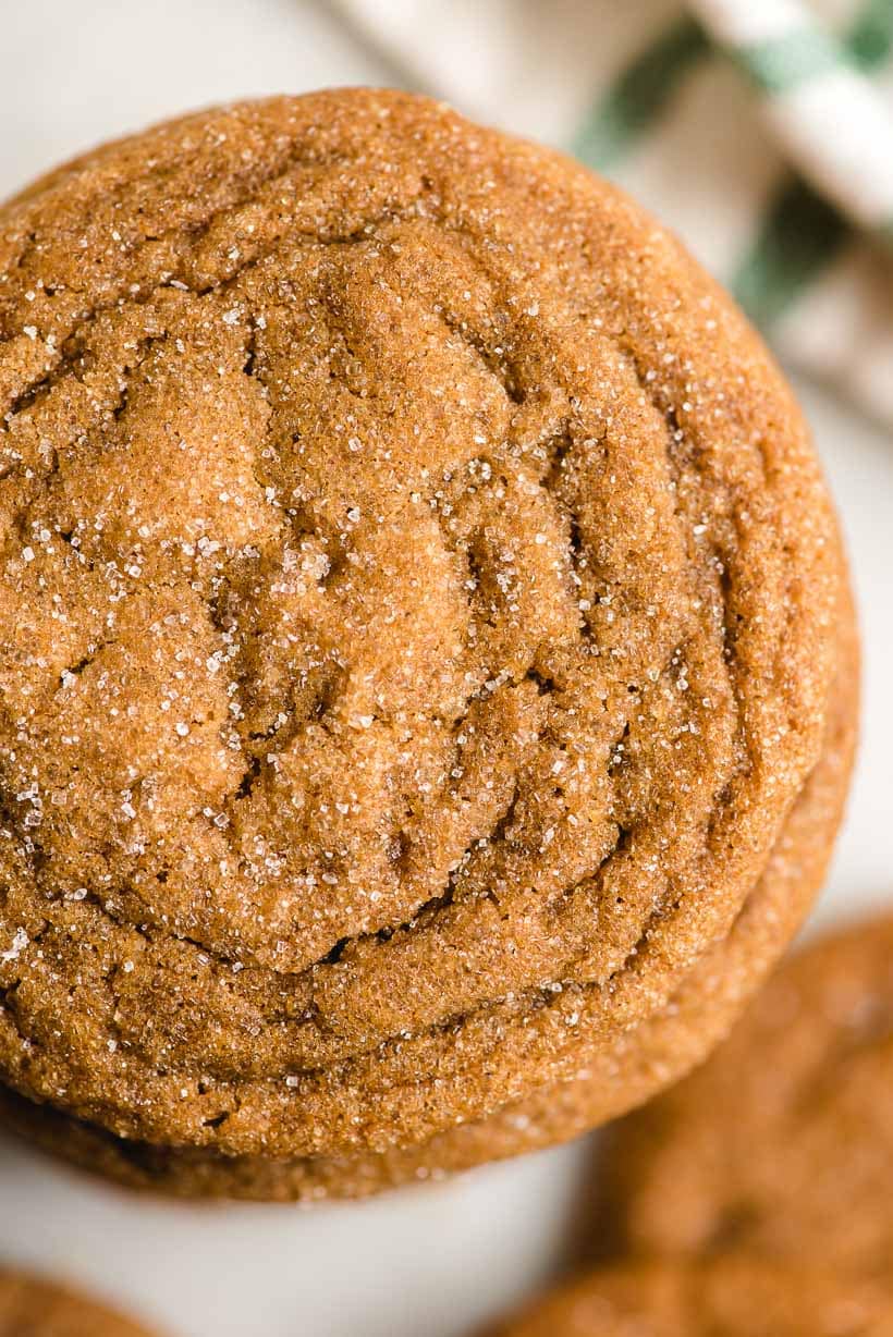 close up of a Molasses Crinkle Cookie