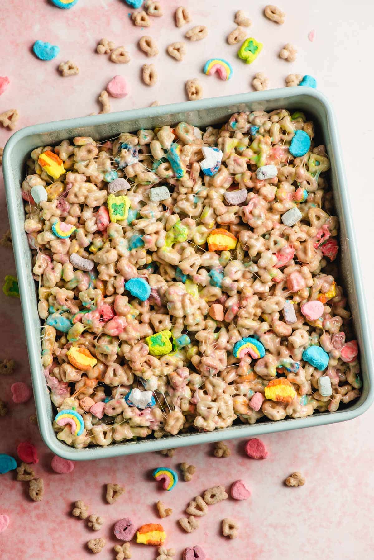 Pan of Lucky Charms Treats.