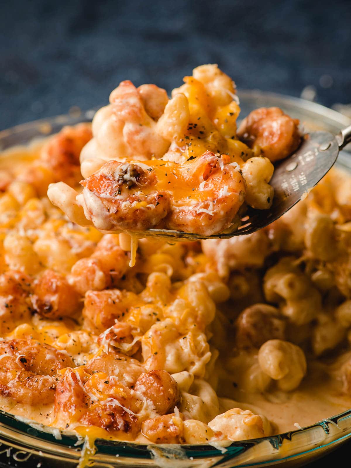 Serving of Shrimp Mac and Cheese