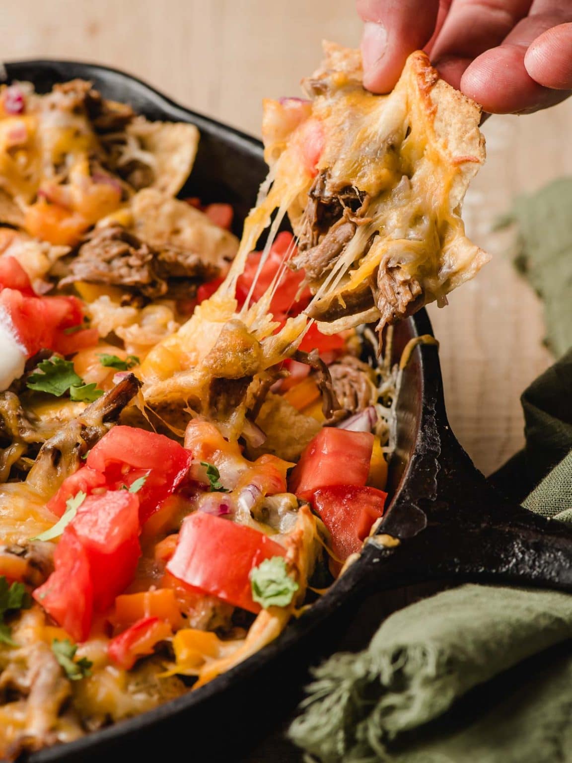 Cast Iron Skillet Shredded Beef Nachos NeighborFood