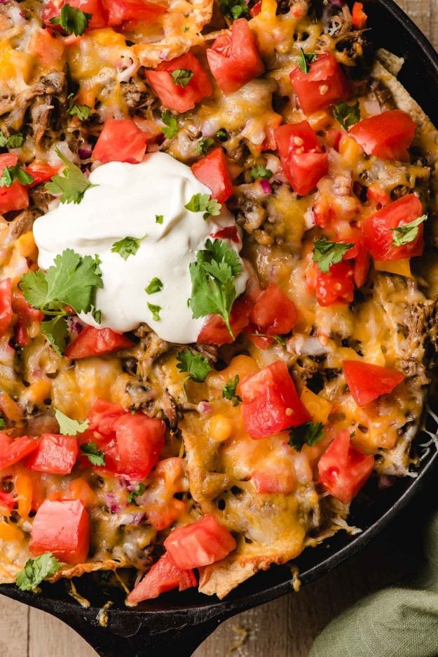 Cast Iron Skillet Shredded Beef Nachos NeighborFood