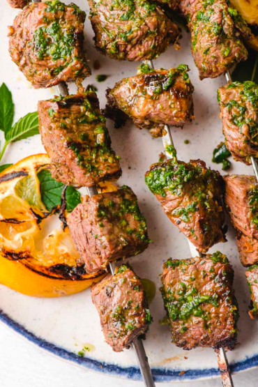 Grilled Steak Kabobs with Basil Mint Chimichurri Story Cover Image