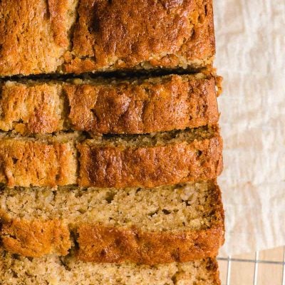 Sliced banana bread.