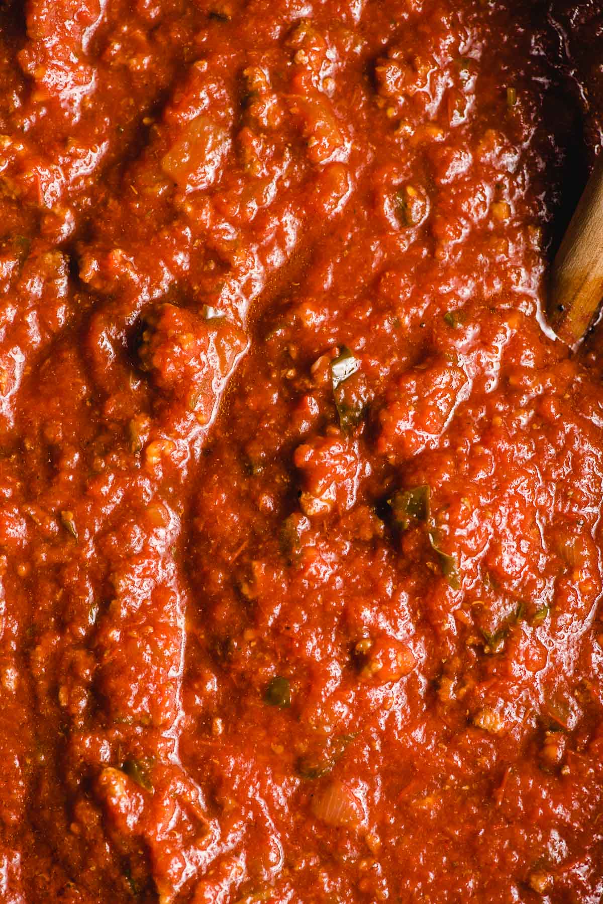 Slow cooker spaghetti sauce, up close.