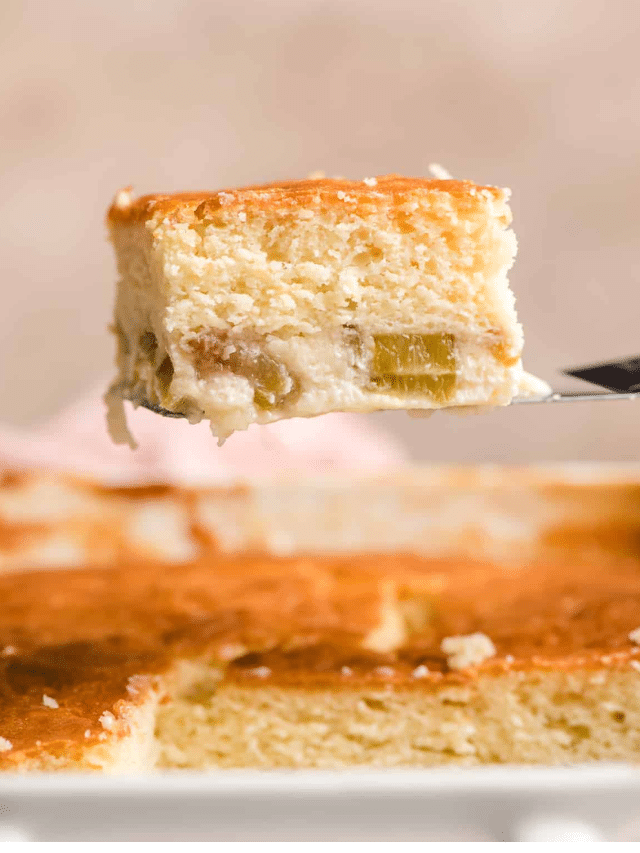 Easy Rhubarb Custard Cake Story