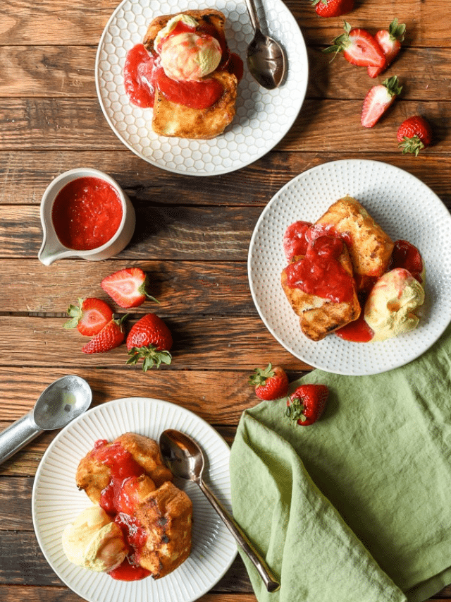 Grilled Angel Food Cake with Strawberry Rhubarb Compote Story