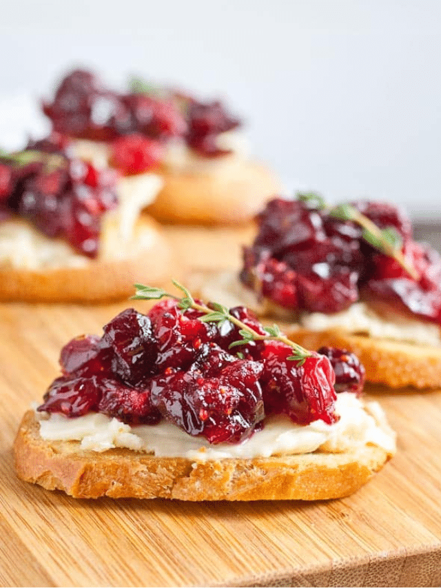 Roasted Balsamic Cranberry and Brie Crostini Story