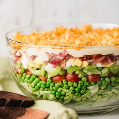 Giant bowl of 7 layer salad.