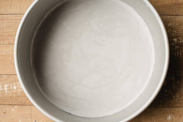 Empty round cake pan.