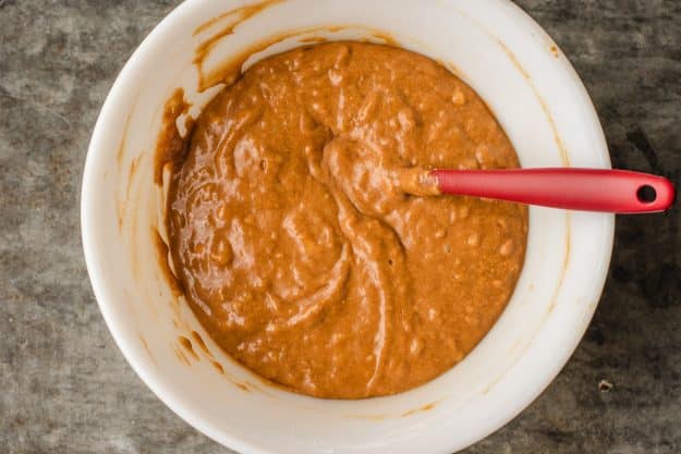 the wet and dry ingredients combined to make a batter