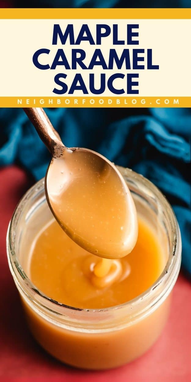 Spoon of maple caramel sauce
