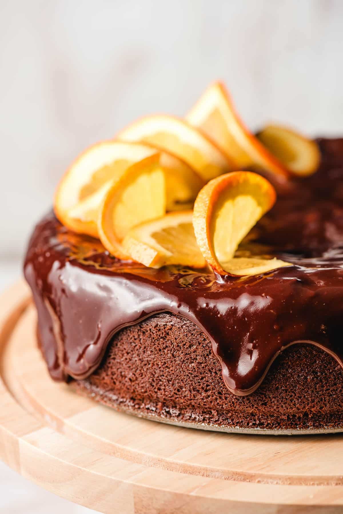 Nigella's flourless chocolate orange cake topped with candied orange slices