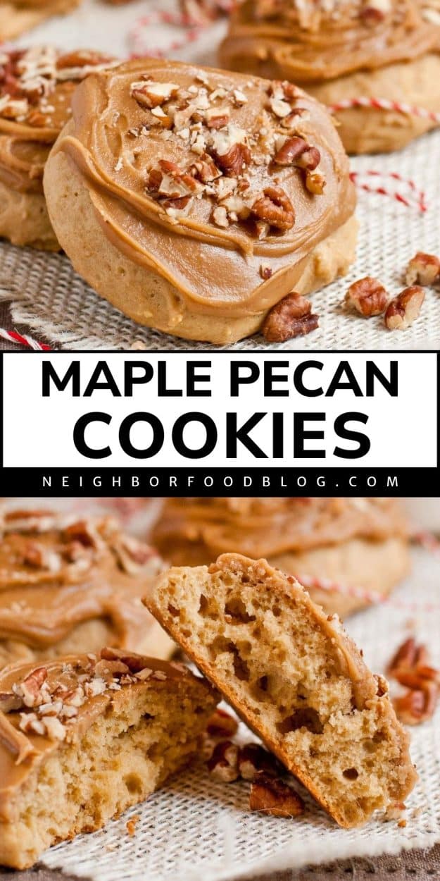 Top: Maple Pecan Cookie Bottom: Half of a fluffy Maple Cookie